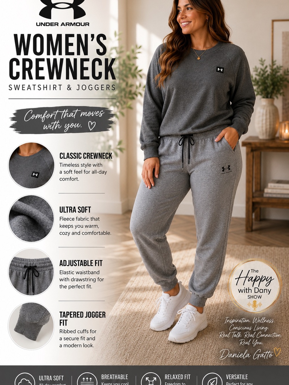 Under Armour Gray Women's Crewneck Sweatshirt & Joggers Set